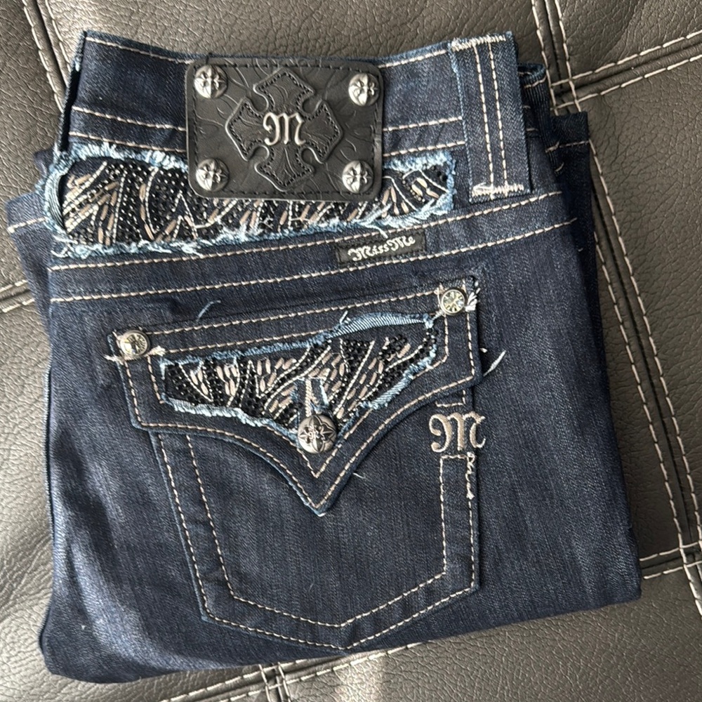 Miss Me Dark Blue Embellished Jeans